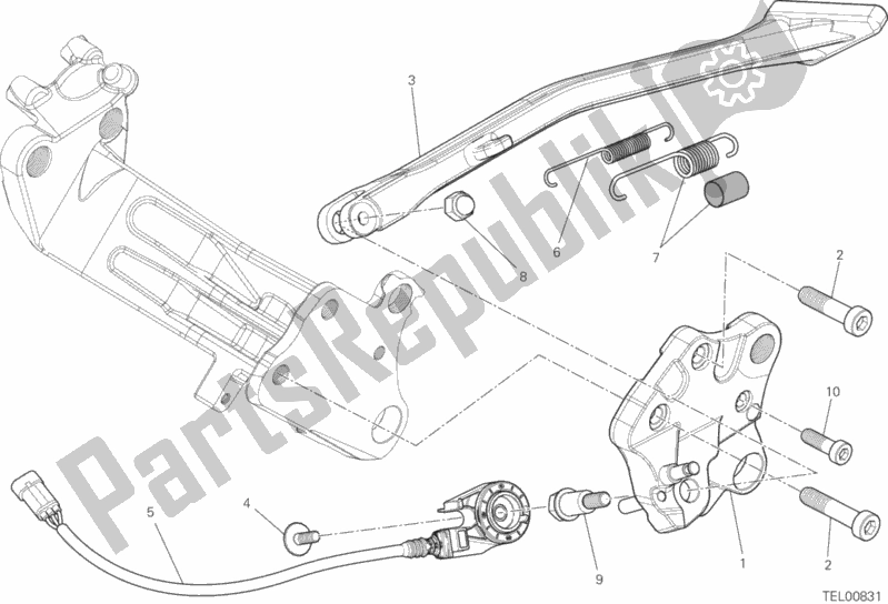 Todas as partes de Suporte Lateral do Ducati Diavel Carbon FL Thailand-Brasil 1200 2015